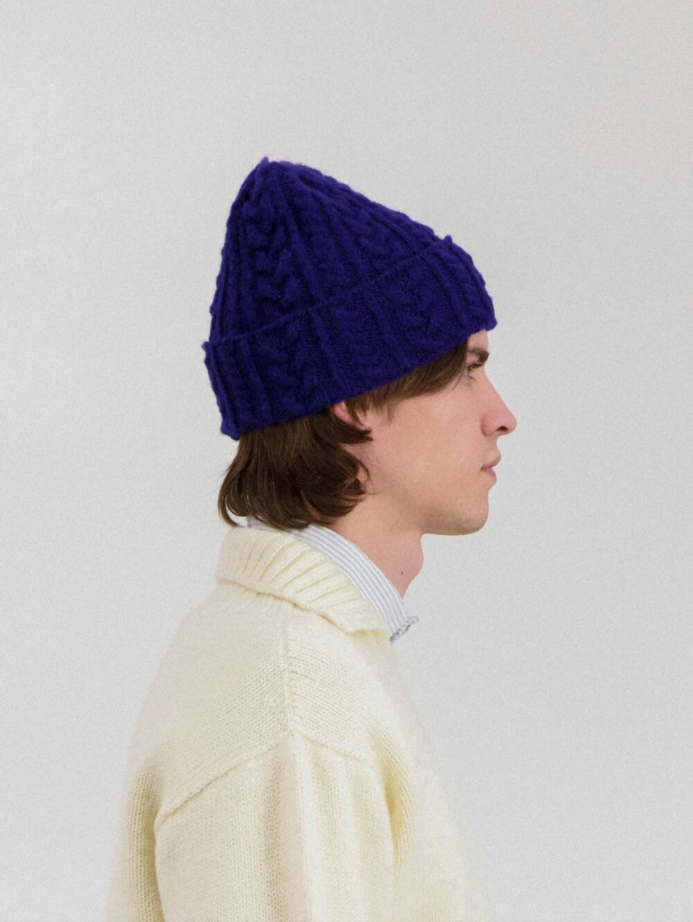 Howlin' Cable Festival Beanie Lambswool Cobalt Made In Scotland